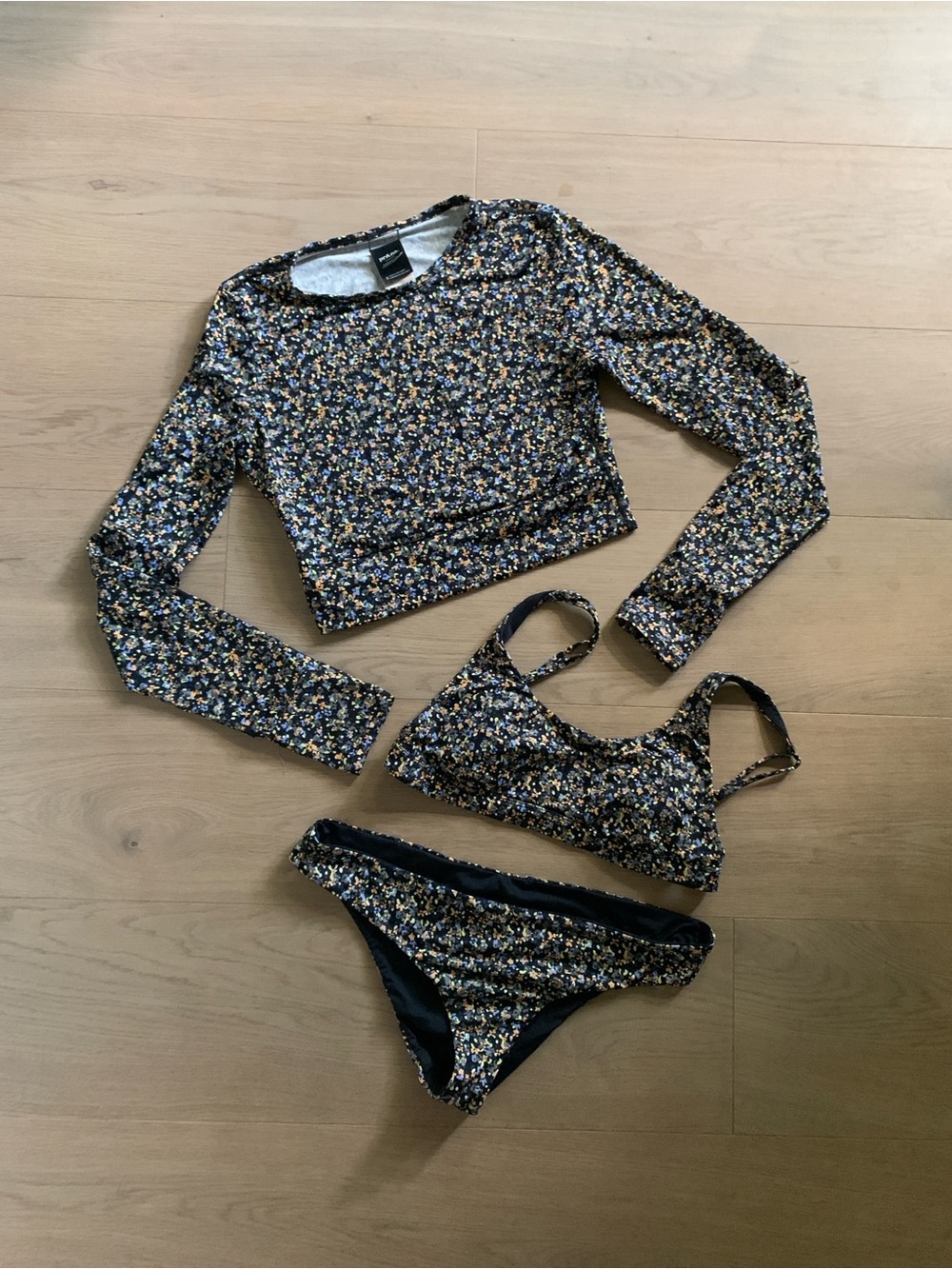 NWOT prAna 3 Pc Womens S/M Rash Guard Bikini Set Surf Paddleboard Reversible